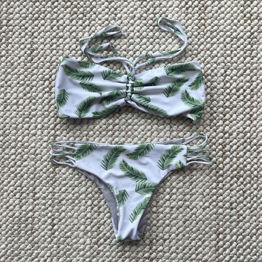 Nirvanic Strapless Palm Frond Bikini